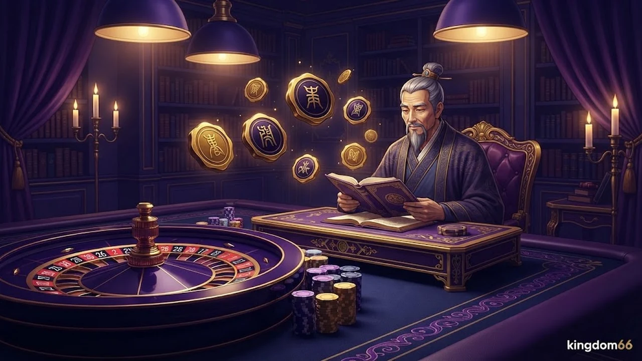 ภาพประกอบการเลือกเกมบนแท็บเล็ต โทนม่วงและทอง